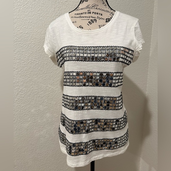 INC International Concepts Tops - Women’s White Flashy Sequin Top